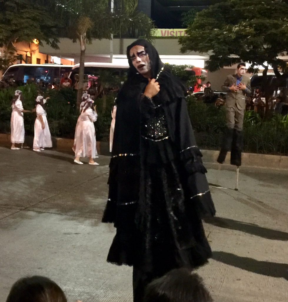 Sad Ghoul at the Myths and Legends parade in Medellin, El Centro